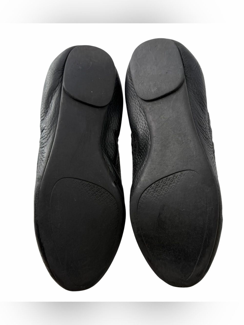 Tory Burch Black Leather Ballet Flats with Gold Logo Medallion Versatile Size 7 - Picture 8 of 10